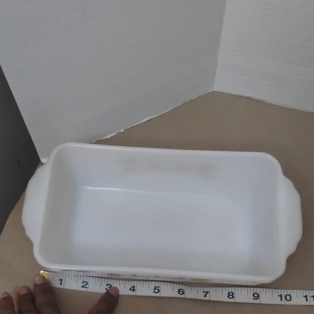 Vintage Fire King Wheat Pattern Milk Glass Loaf Pan Baking Dish